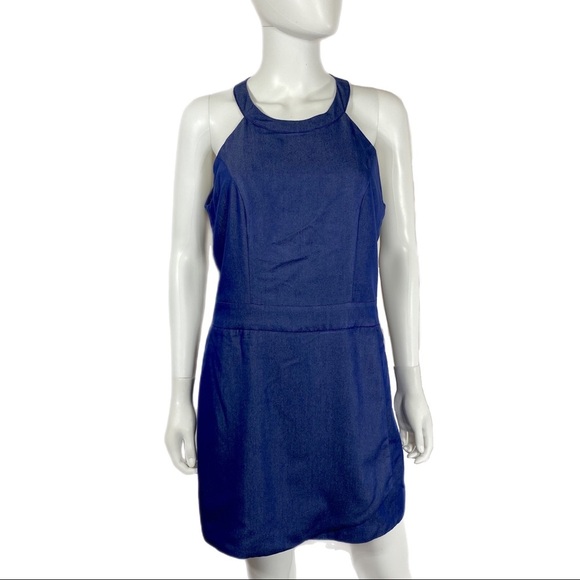Sharagano Chambray Sleeveless Wrap Front Skorts Romper - Picture 1 of 10